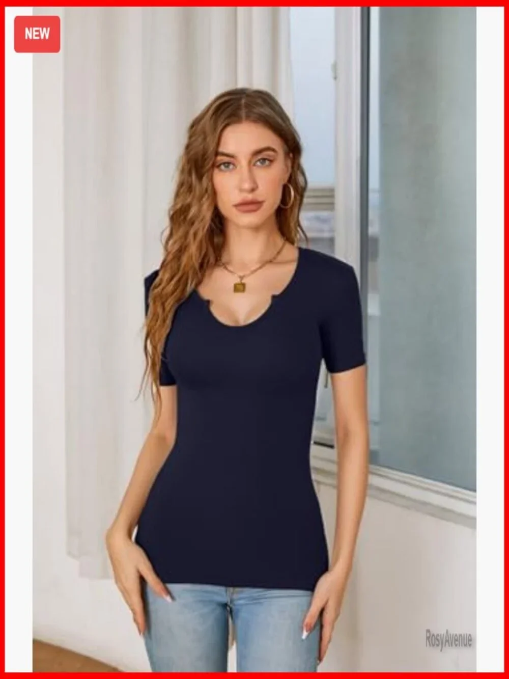 Slim Fitted V-Neck Ribbed T-Shirt Short Sleeve Casual Blouse